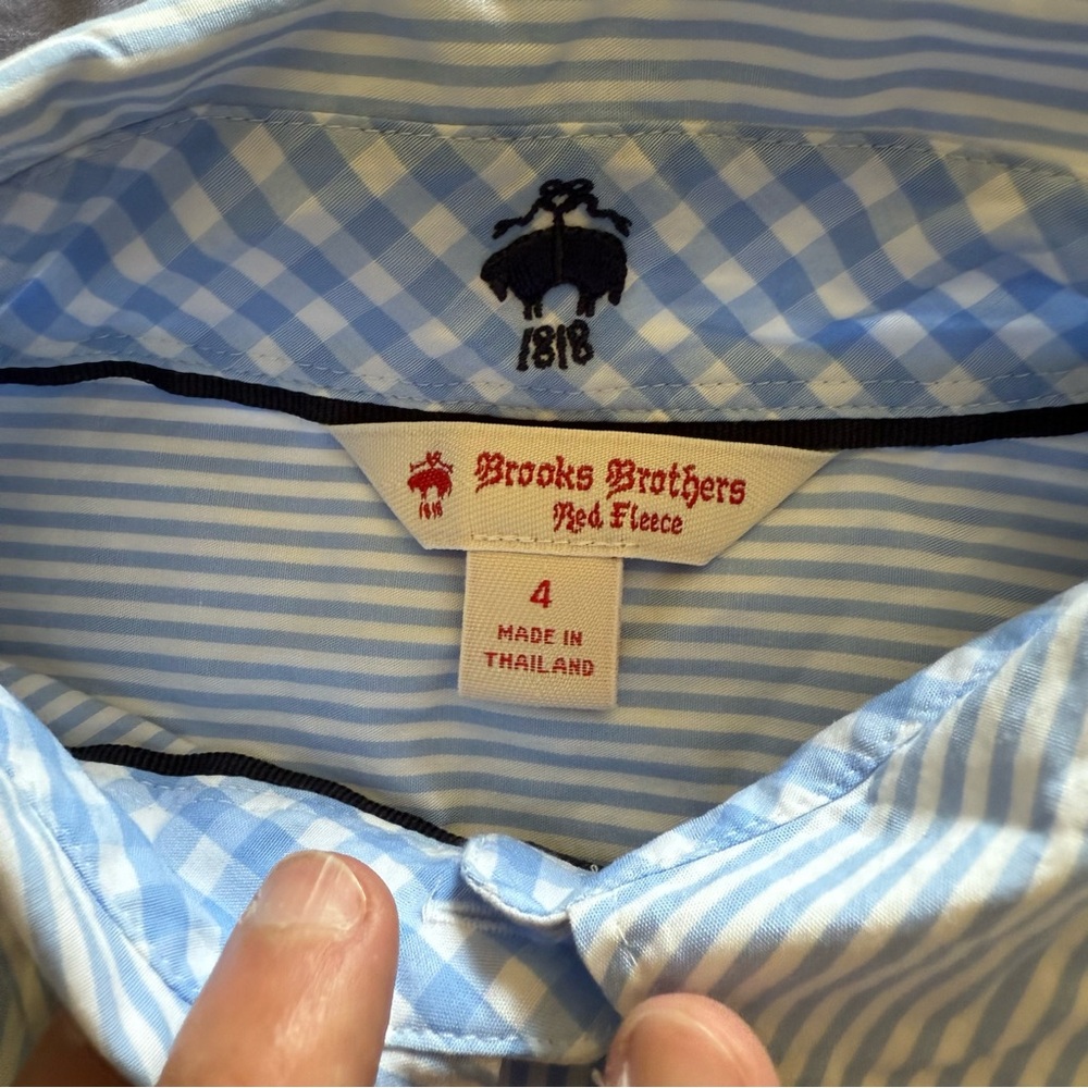 💙 Brooks Brothers Red Fleece Blue & White Stripe Button-Up Shirt – Size 4 - Picture 4 of 7